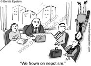 business coworkers boss nepotism meeting conference boardroom cartoon 1013